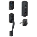 Camelot Aged Bronze Connect Z-Wave Plus Smart Deadbolt and Camelot Handleset with Accent Lever with Camelot Trim
