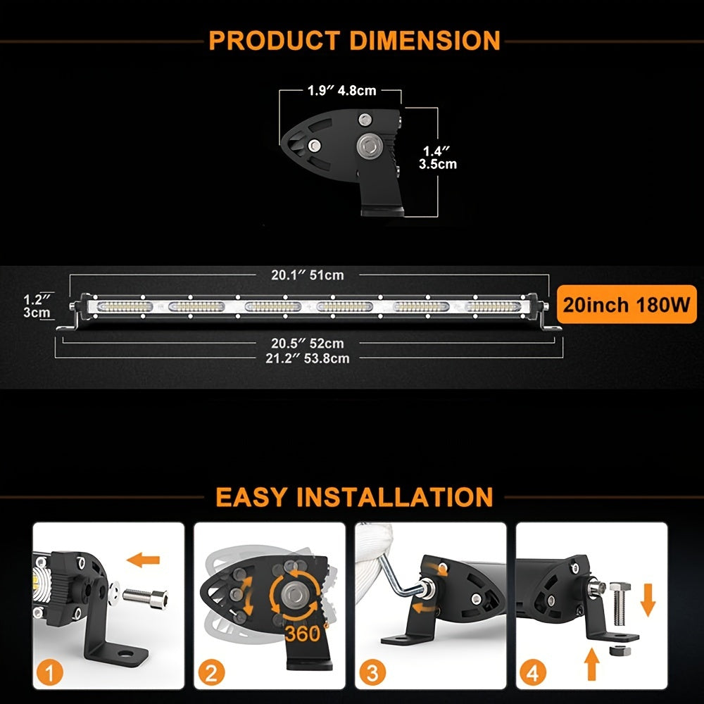 LED Work Light Ultra-thin Single Row LED Light Bar Suitable For Off-road 4x4  Car SUV Trucks Tractor Fog Lights 12V/24V Spot Flood  Light Bar