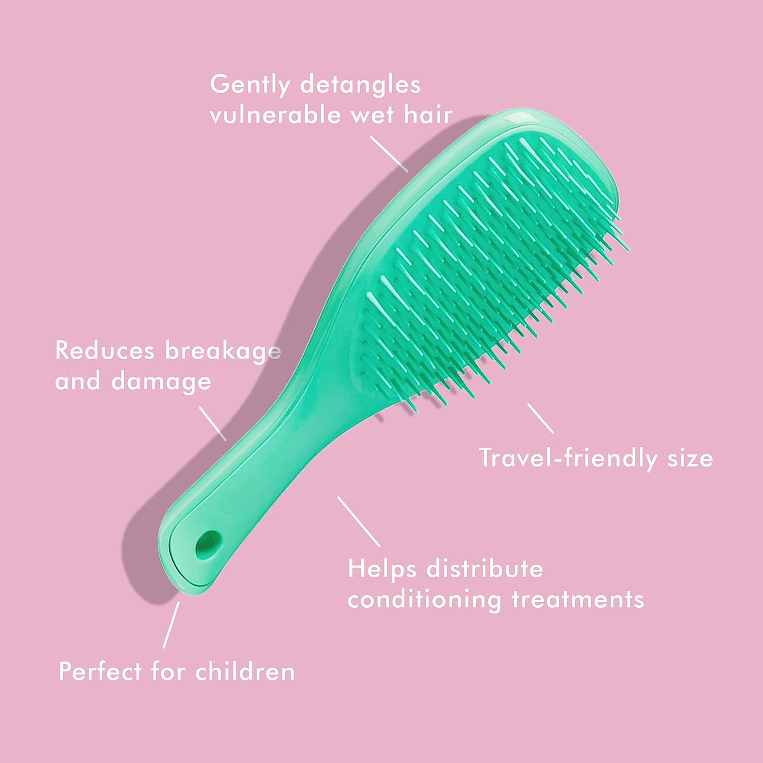 Tangle Teezer The Mini Ultimate Detangling Brush, Dry and Wet Hair Brush Detangler for Traveling and Small Hands, Green Lizard