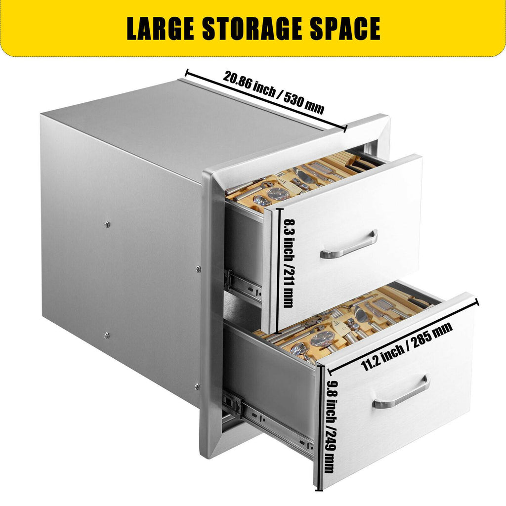 Steel Outdoor Kitchen Drawers Outdoor 14 x 21 x 21 in for BBQ