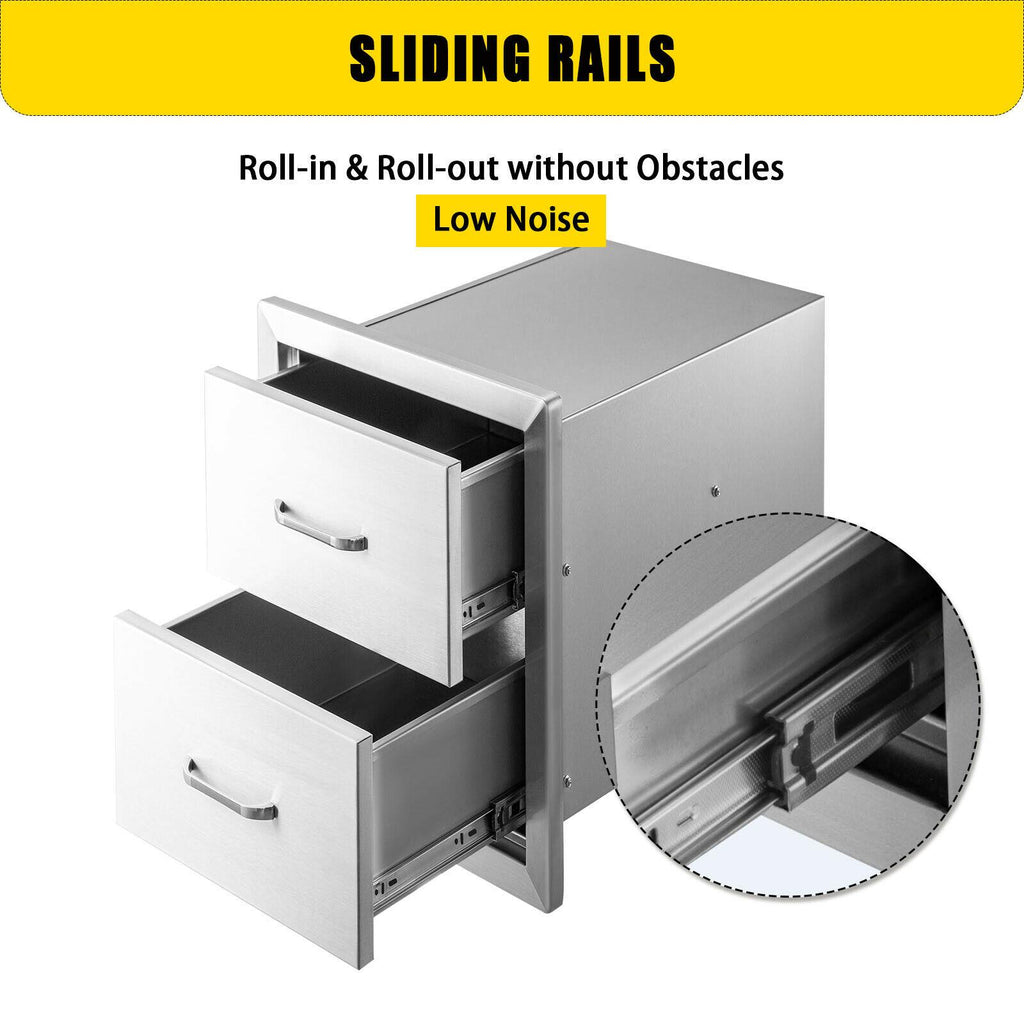 Steel Outdoor Kitchen Drawers Outdoor 14 x 21 x 21 in for BBQ