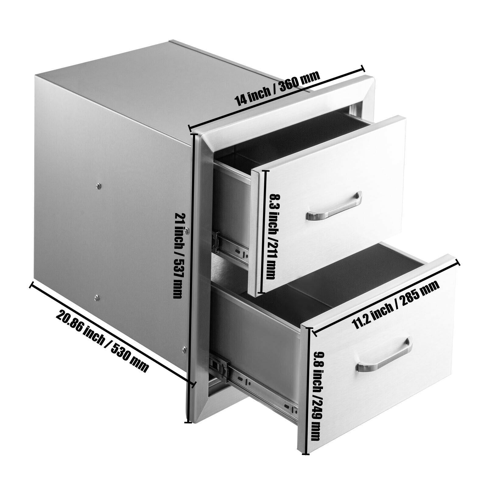 Steel Outdoor Kitchen Drawers Outdoor 14 x 21 x 21 in for BBQ