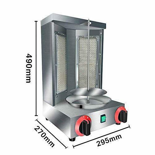 Shawarma Doner Kebab Machine Gyro Grill with 2 Burner Vertical Broiler...