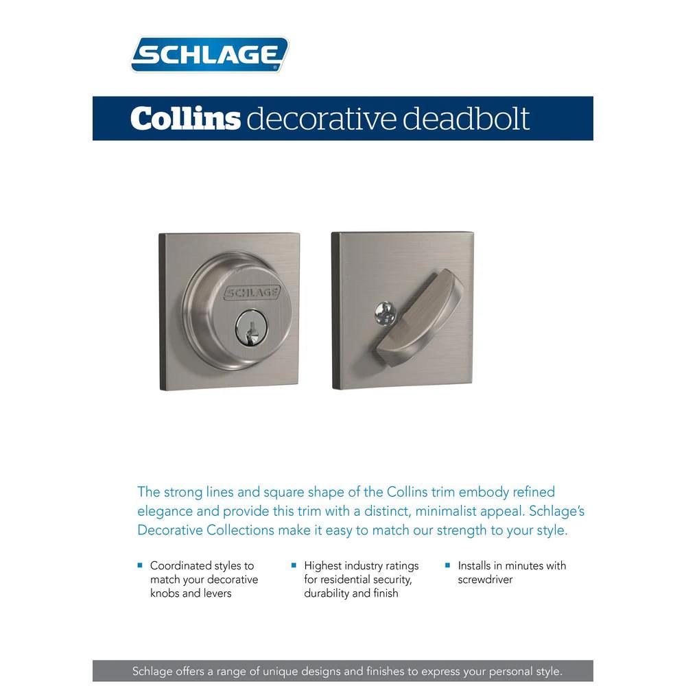 Collins Matte Black Single Cylinder Deadbolt