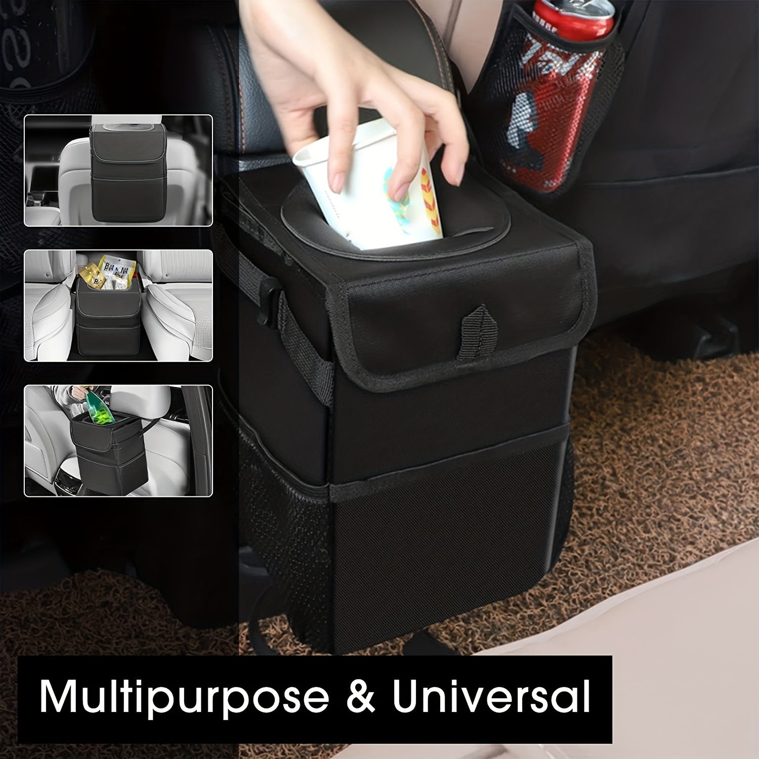 Keep Your Car Clean &amp; Organized - ZukMi Car Trash Can With Lid &amp; StoraPockets!