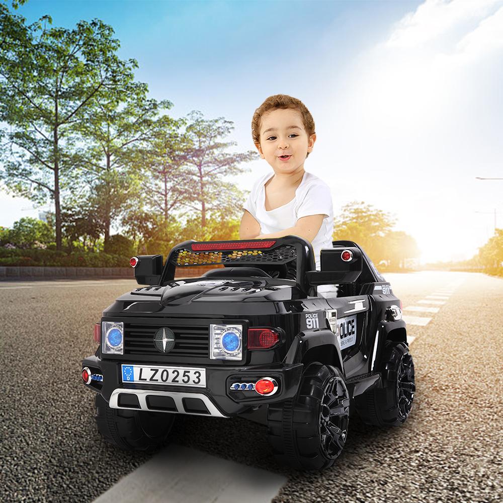 12V Power Wheels, 3 Speeds Ride On Car Truck for Child 3-7, Double Drive Electric Cars with Remote Control, LED Lights, Kids Vehicle for Christmas Gifts to Ride on Pavement Grass Mud, Black, Q8002