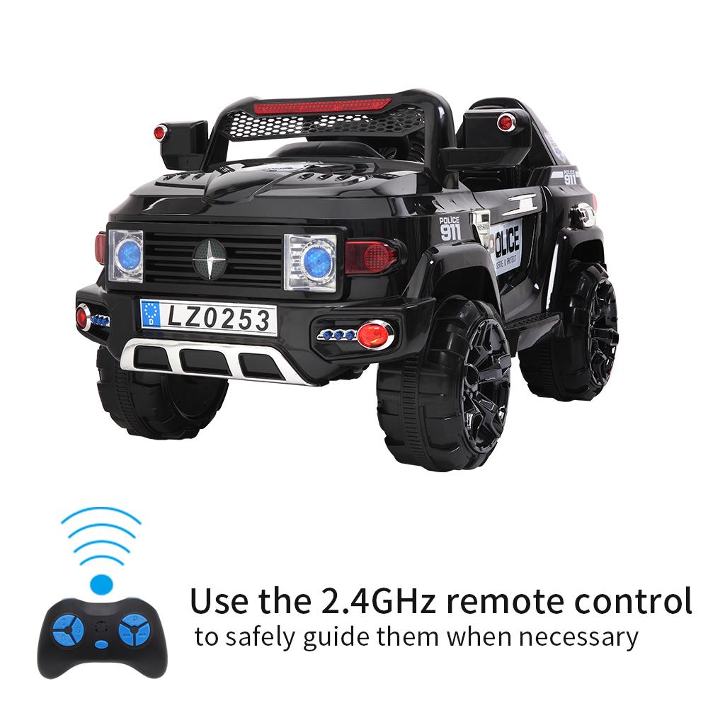 12V Power Wheels, 3 Speeds Ride On Car Truck for Child 3-7, Double Drive Electric Cars with Remote Control, LED Lights, Kids Vehicle for Christmas Gifts to Ride on Pavement Grass Mud, Black, Q8002