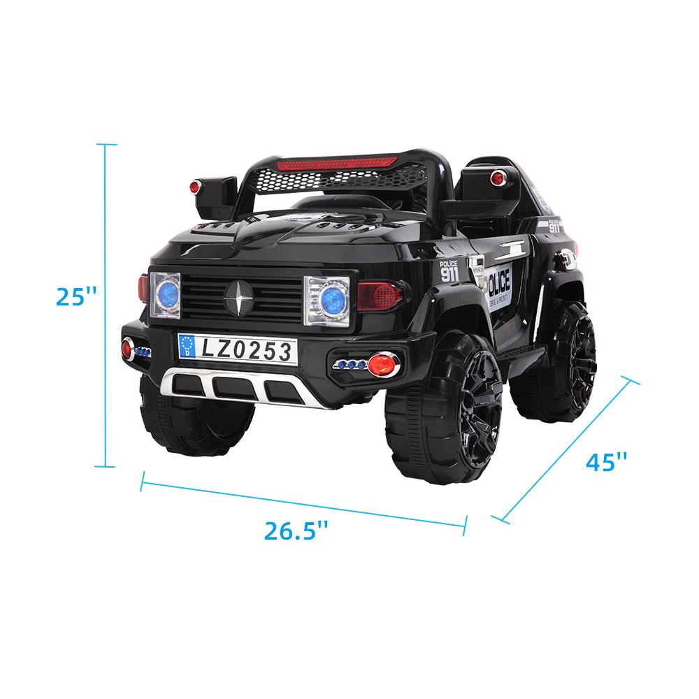 12V Power Wheels, 3 Speeds Ride On Car Truck for Child 3-7, Double Drive Electric Cars with Remote Control, LED Lights, Kids Vehicle for Christmas Gifts to Ride on Pavement Grass Mud, Black, Q8002