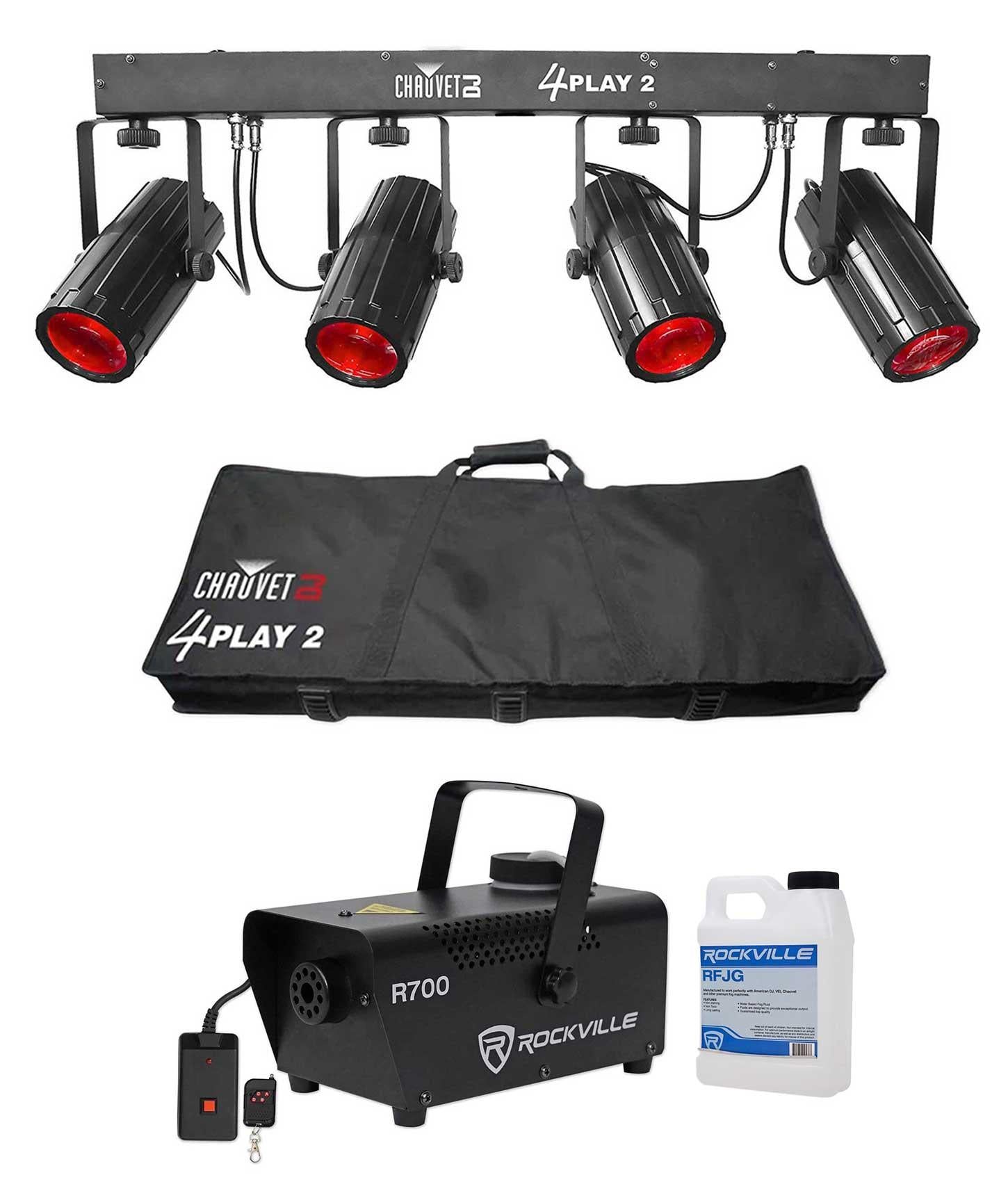 Chauvet DJ 4PLAY 2 RGBW DMX Light Bar Beam Effect System +Bag and Fog Machine 4PLAY2