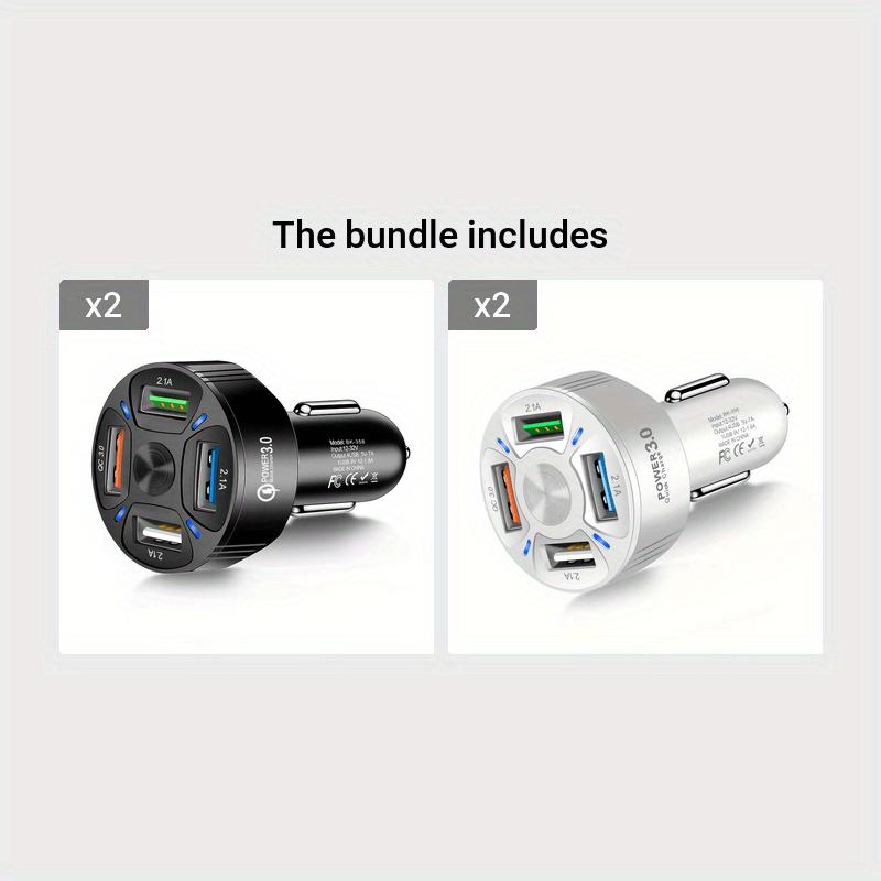 4 In 1 USB Car Charger, 4 Ports Fast Charger Adapter Mini Cigarette Lighter, USB, And Phone Fast Charger