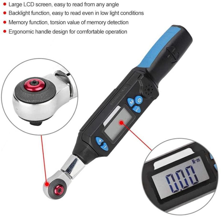 PENFU Wrench Digital Torsion Wrench, 1.5-30Nm High Accuracy LCD Display Torsion Wrench Socket Wrench with Ratchet Head and Sound Light Alarm, Labor-Saving Operation Hand Repair Tool