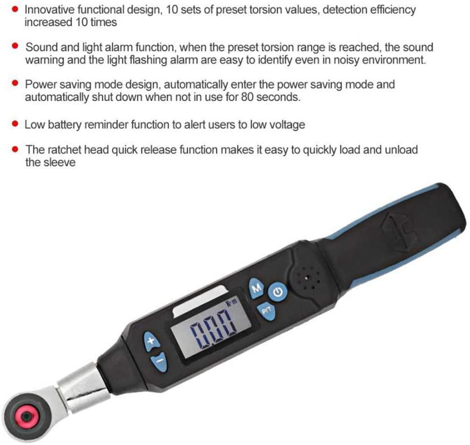 PENFU Wrench Digital Torsion Wrench, 1.5-30Nm High Accuracy LCD Display Torsion Wrench Socket Wrench with Ratchet Head and Sound Light Alarm, Labor-Saving Operation Hand Repair Tool