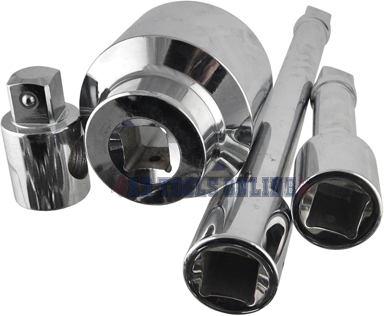 AB Tools-US Pro 1" Drive Metric Socket and Accessory Set Kit 36mm - 80mm 6 Sided 21pc