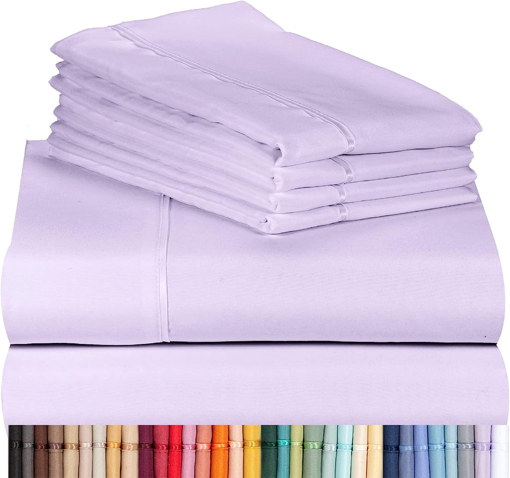 LuxClub 6 PC California King Size Sheet Set Bamboo Sheets Deep Pockets 18" Eco Friendly Wrinkle Free Cooling Sheets Machine Washable Hotel Bedding Silky Soft - Periwinkle California King