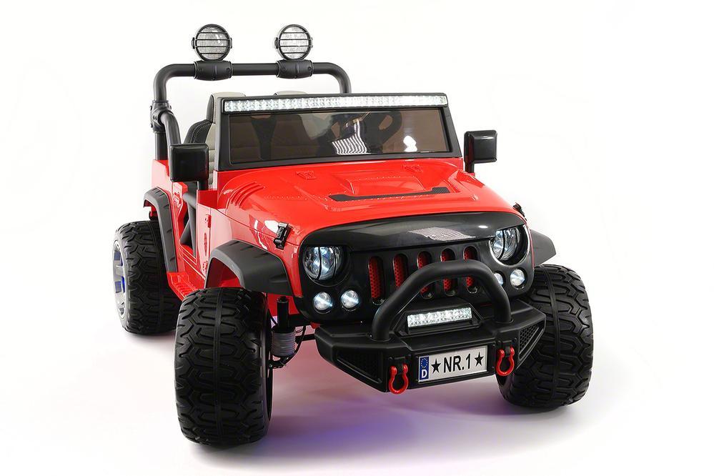 CarZ4KidS 12 Volt Explorer Truck Battery Powered Led Wheels 2 Seater Children Ride On Toy Car For Kids Leather Seat MP3 Music Player with FM Radio Bluetooth R/C Parental Remote | RED