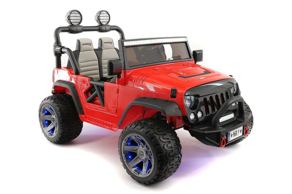 CarZ4KidS 12 Volt Explorer Truck Battery Powered Led Wheels 2 Seater Children Ride On Toy Car For Kids Leather Seat MP3 Music Player with FM Radio Bluetooth R/C Parental Remote | RED