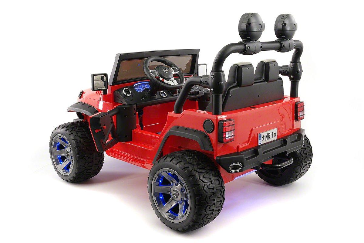 CarZ4KidS 12 Volt Explorer Truck Battery Powered Led Wheels 2 Seater Children Ride On Toy Car For Kids Leather Seat MP3 Music Player with FM Radio Bluetooth R/C Parental Remote | RED