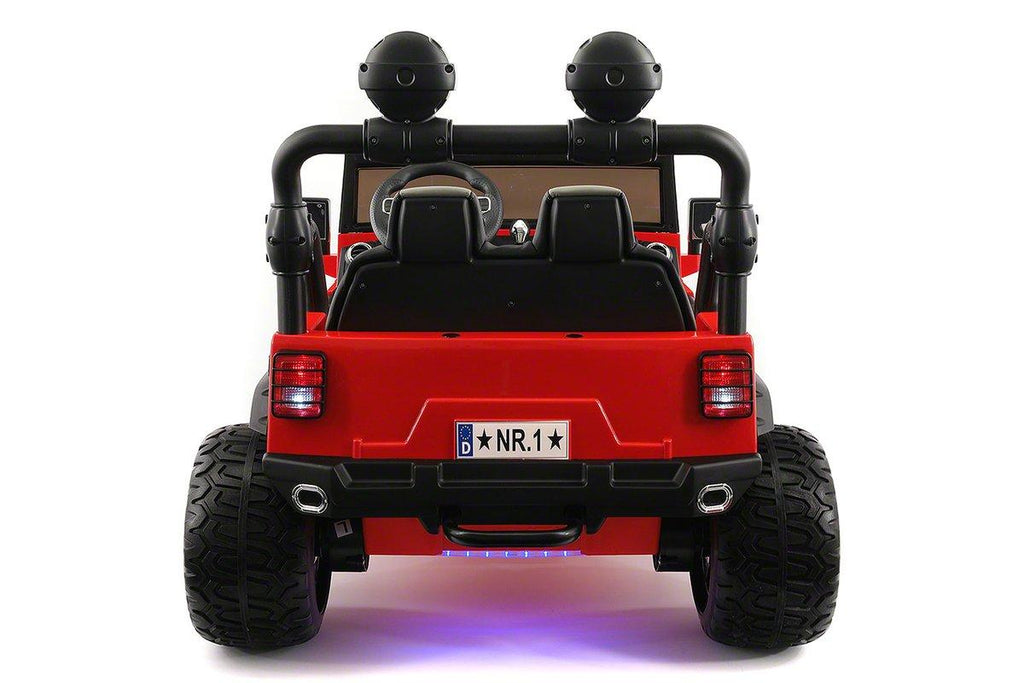 CarZ4KidS 12 Volt Explorer Truck Battery Powered Led Wheels 2 Seater Children Ride On Toy Car For Kids Leather Seat MP3 Music Player with FM Radio Bluetooth R/C Parental Remote | RED