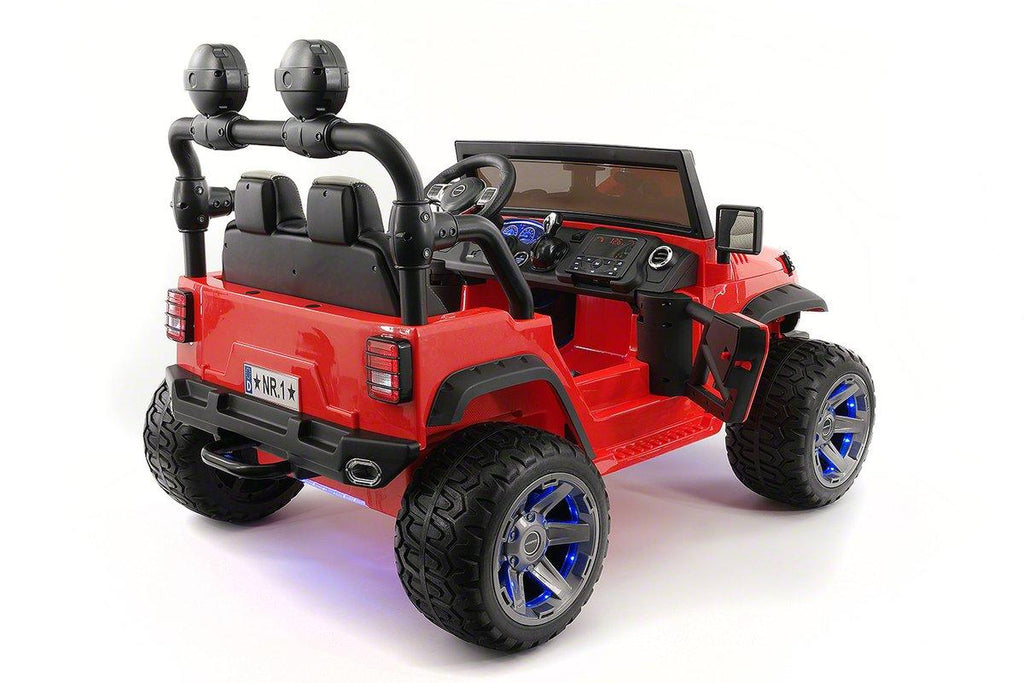 CarZ4KidS 12 Volt Explorer Truck Battery Powered Led Wheels 2 Seater Children Ride On Toy Car For Kids Leather Seat MP3 Music Player with FM Radio Bluetooth R/C Parental Remote | RED