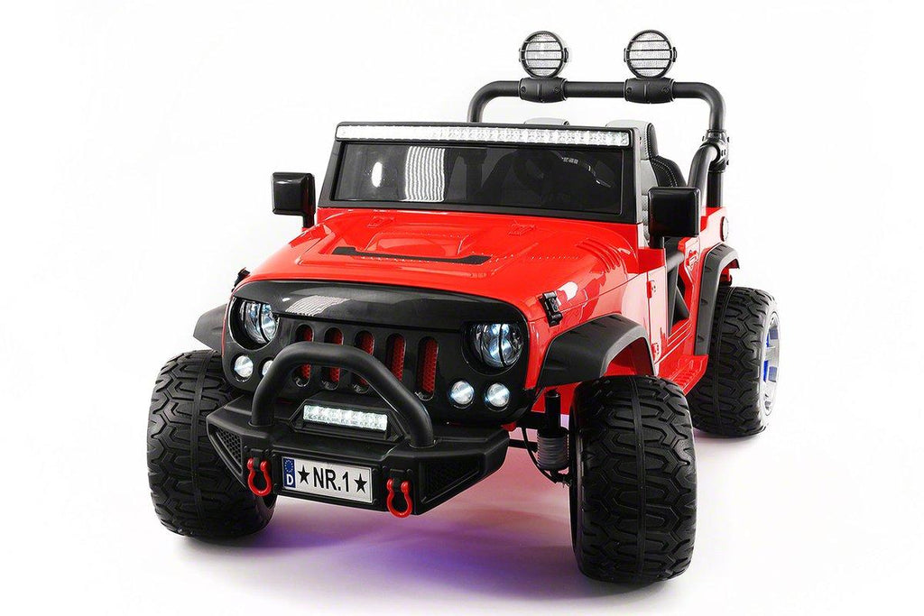 CarZ4KidS 12 Volt Explorer Truck Battery Powered Led Wheels 2 Seater Children Ride On Toy Car For Kids Leather Seat MP3 Music Player with FM Radio Bluetooth R/C Parental Remote | RED