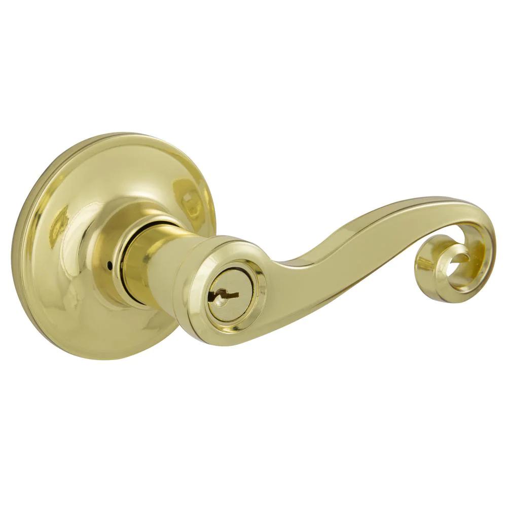 Acton Bright Brass Keyed Entry Door Lever