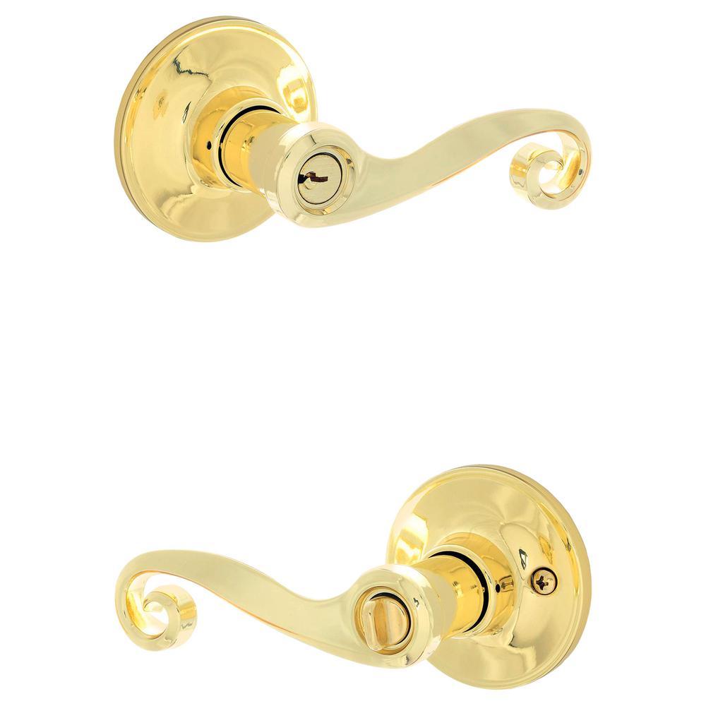 Acton Bright Brass Keyed Entry Door Lever