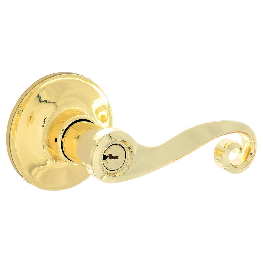Acton Bright Brass Keyed Entry Door Lever