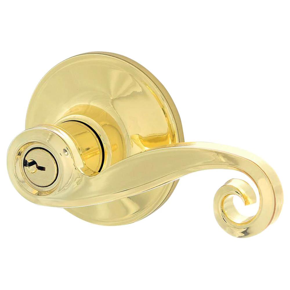 Acton Bright Brass Keyed Entry Door Lever