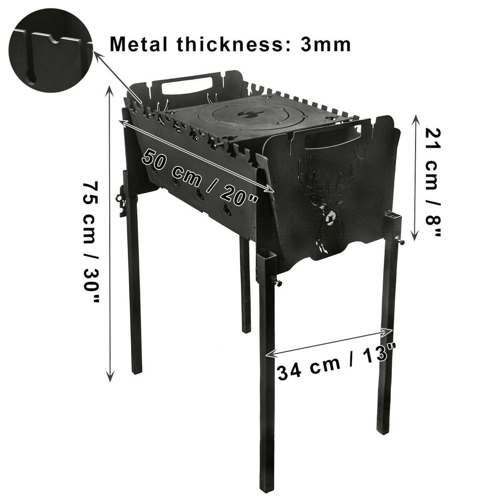 Mangal Kazan Stove Мангал Barbeque BBQ Kabab Shashlyk Grill 8 Skewer Brazier New