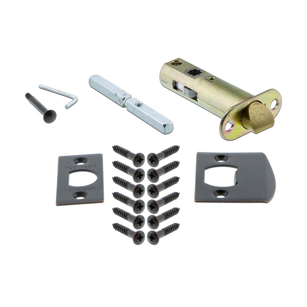 Meadows Plate 2-3/8 in. Backset Timeless Bronze Privacy Bed/Bath Oval Fluted Crystal Glass Door Knob