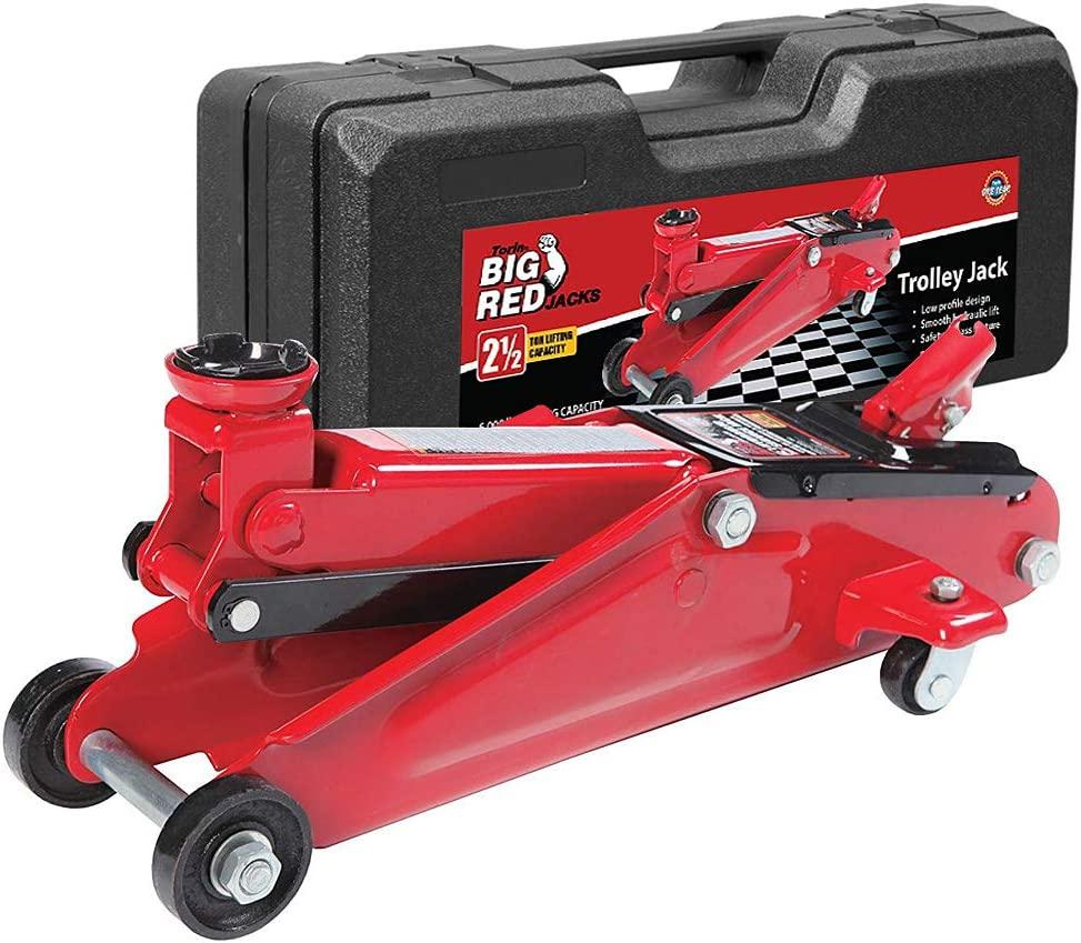 BIG RED T825013S1 Torin Hydraulic Trolley Floor Service/Floor with Blow Mold Carrying StoraCase, 2.5 Ton (5,000 lb) Capacity, Red