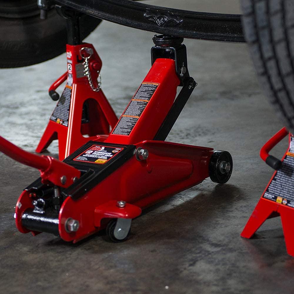 BIG RED T825013S1 Torin Hydraulic Trolley Floor Service/Floor with Blow Mold Carrying StoraCase, 2.5 Ton (5,000 lb) Capacity, Red