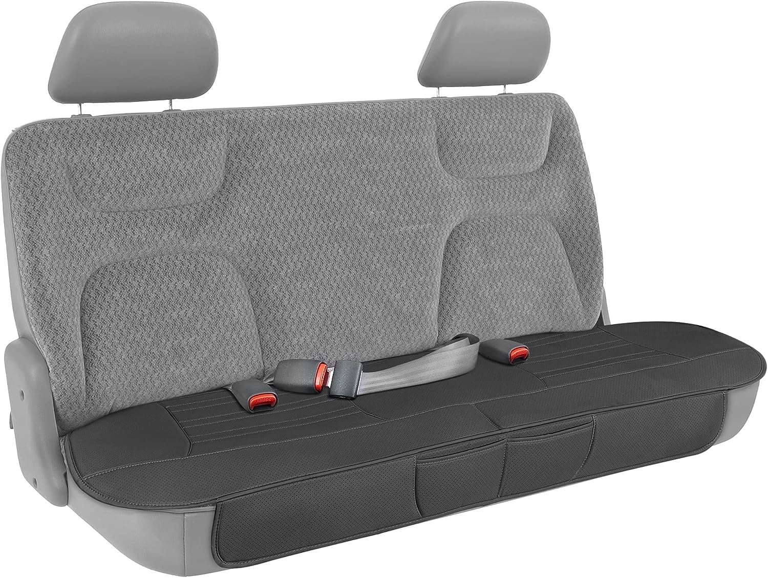 Motor Trend Seat Covers for Cars Trucks SUV, Faux Leather Full Set Black Padded Car Seat Covers with Storage Pockets, Premium Interior Car Seat Cover