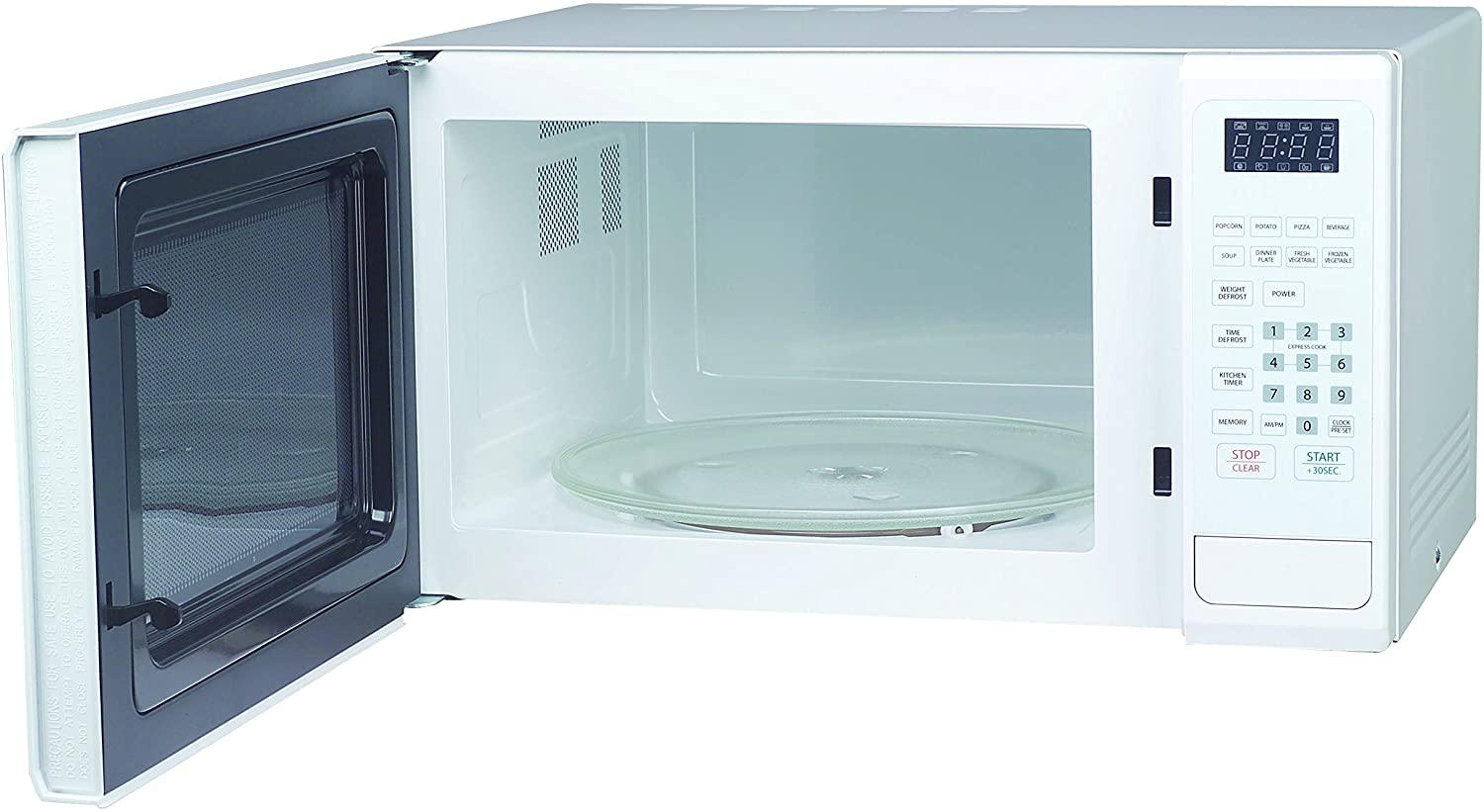 Magic Chef Cu. Ft Countertop Oven with Push-Button Door in White MCM1110W 1.1 cu.ft. 1000W Microwave