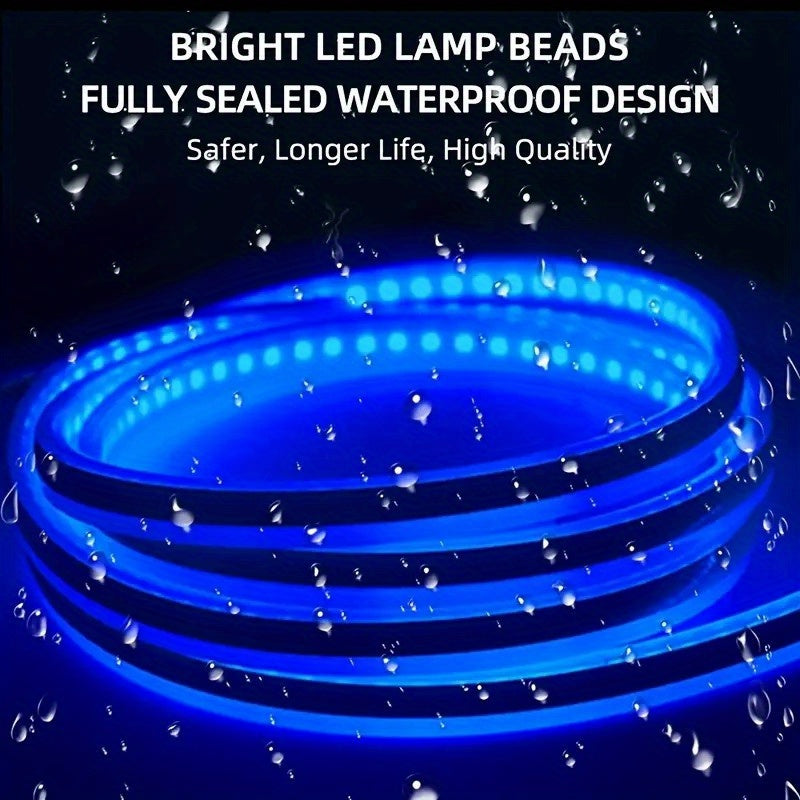 1.5M/70.87in Car LED Hood Light Universal Daytime Running Light Flexible Scan Light Strip Car Decoration Atmosphere Light White Ice Blue Waterproof