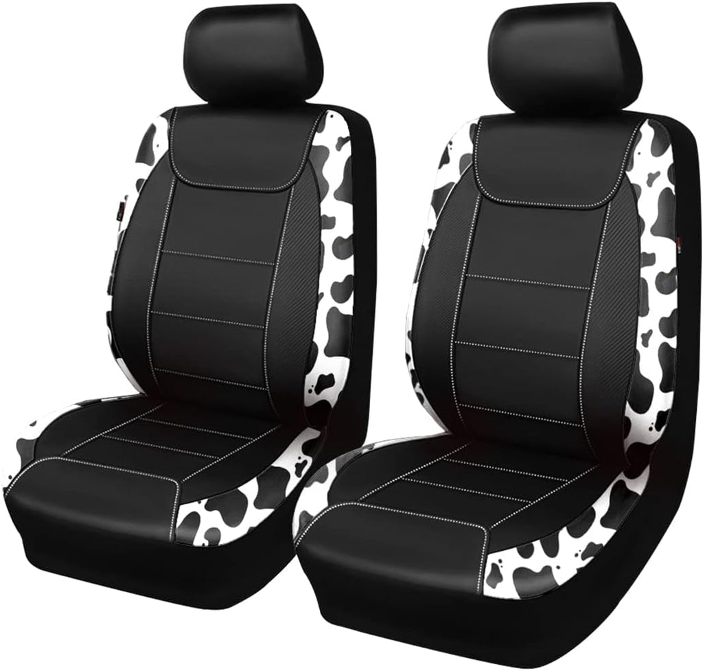 Flying Banner car seat Covers Protects Water Proof Faux Leather Carbon Fiber Fronts Cow Black