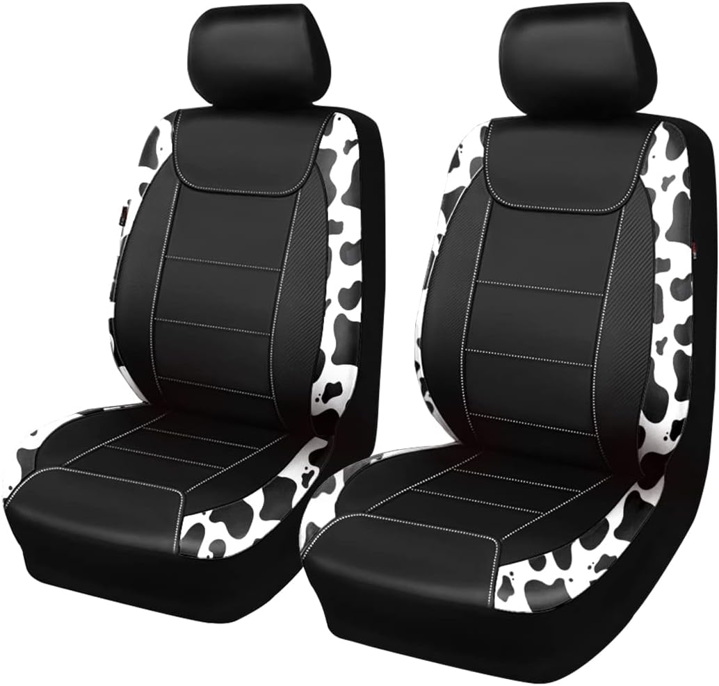 Flying Banner car seat Covers Protects Water Proof Faux Leather Carbon Fiber Fronts Cow Black