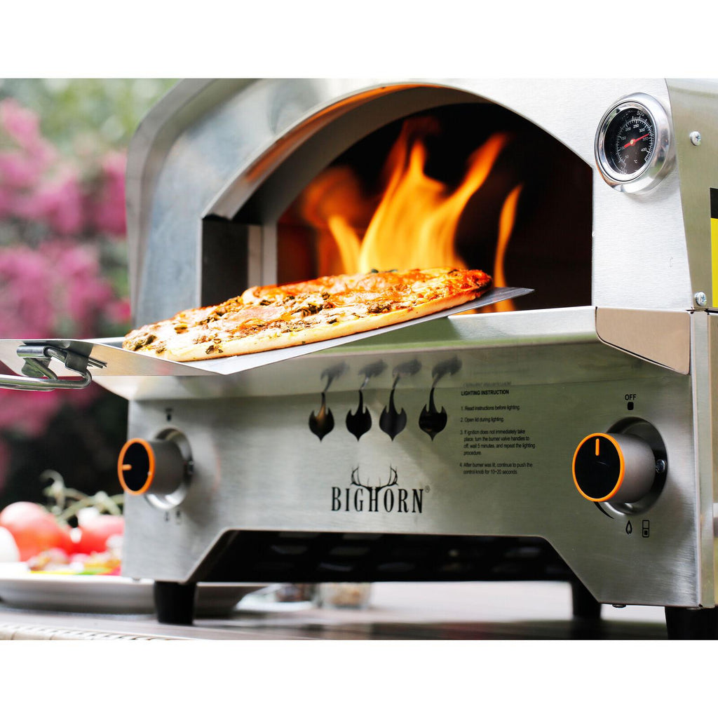 Big Horn 2 Burner Portable  Steel Propane Steak Beefer Gas Pizza Grill