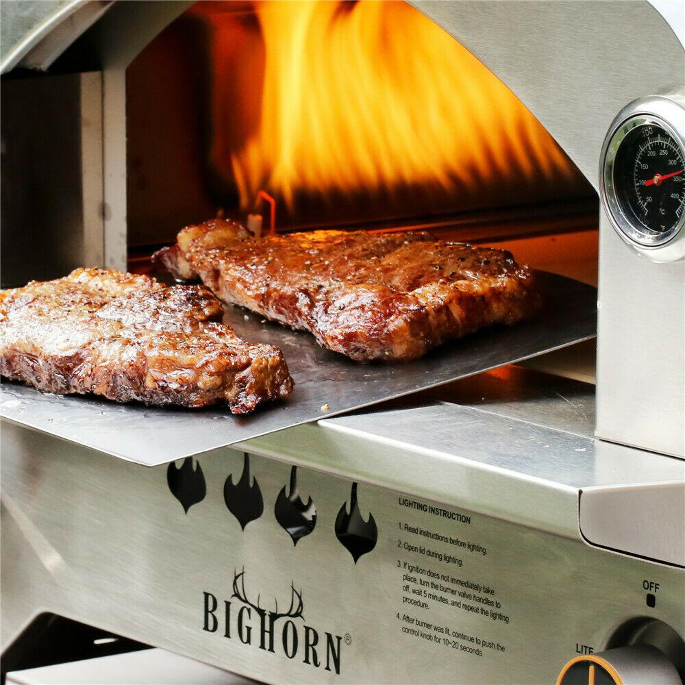 Big Horn 2 Burner Portable  Steel Propane Steak Beefer Gas Pizza Grill