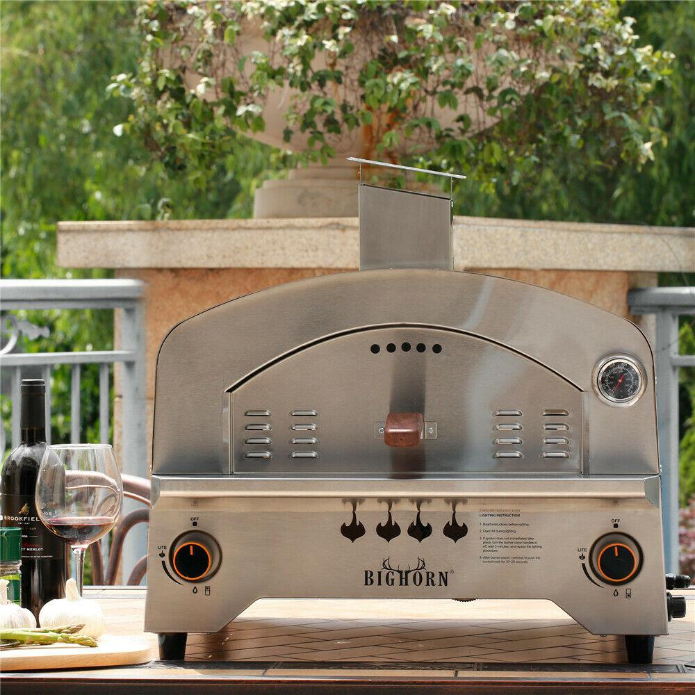 Big Horn 2 Burner Portable  Steel Propane Steak Beefer Gas Pizza Grill