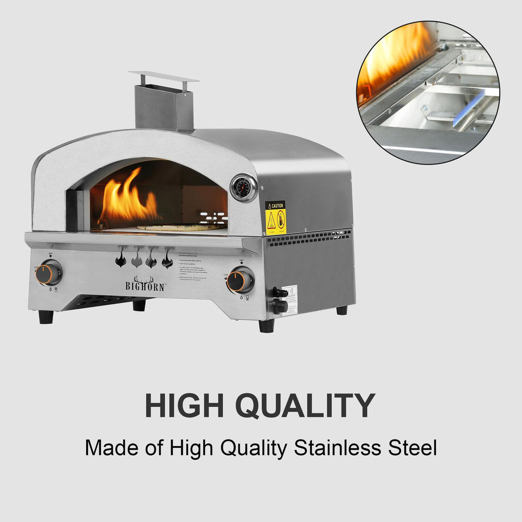 Big Horn 2 Burner Portable  Steel Propane Steak Beefer Gas Pizza Grill