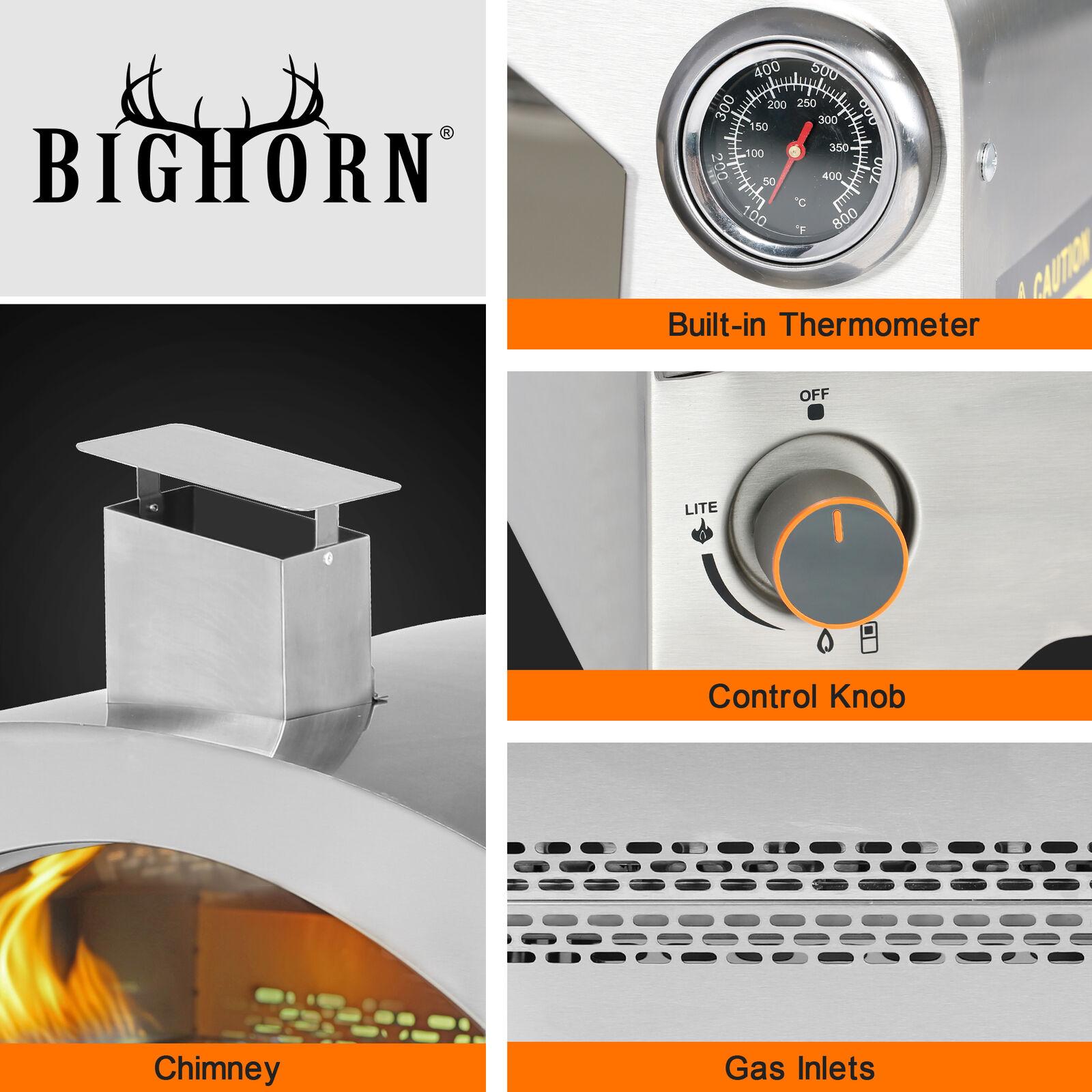 Big Horn 2 Burner Portable  Steel Propane Steak Beefer Gas Pizza Grill