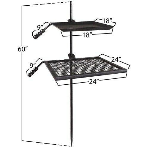 Adjustable & Durable Swivel Grill, CooGrate, & Griddle Plate, Home BBQ, Fun