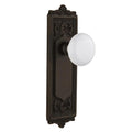 Egg and Dart Plate 2-3/8 in. Backset Oil-Rubbed Bronze PassaHall/Closet White Porcelain Door Knob