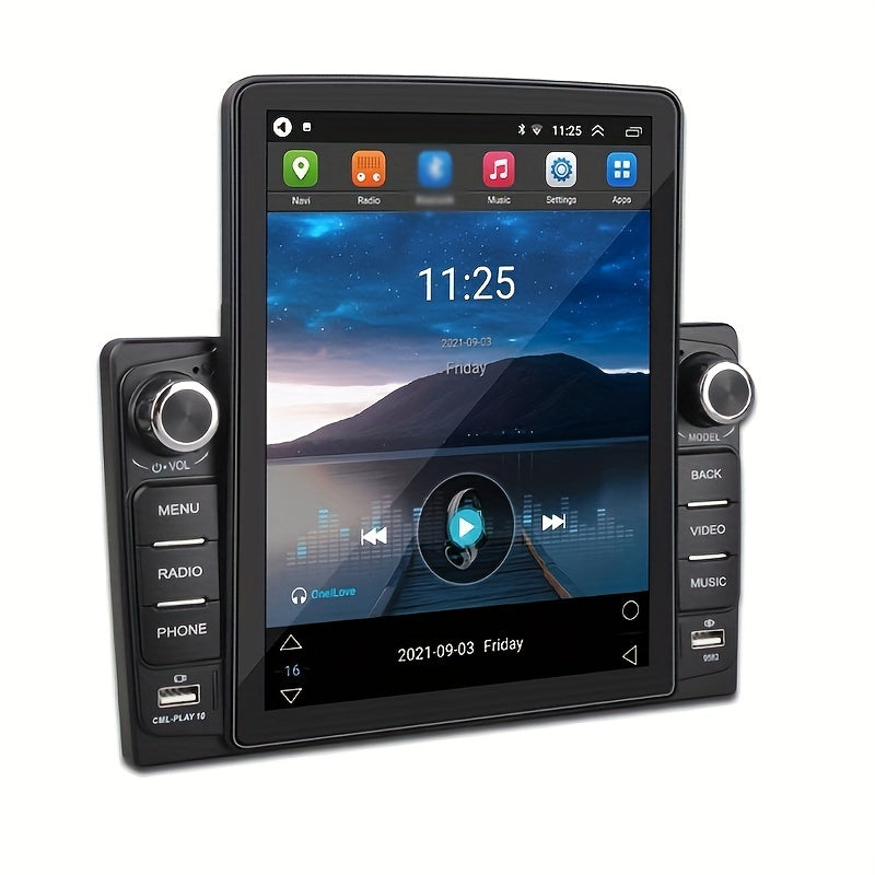 9.5'' Vertical TFT HD TouchScreen Double Din Car Radio Android 10.1 (2+32G) -in GPS/WIFI/BT DVR Multi-languaClock Display USB / SD / FM