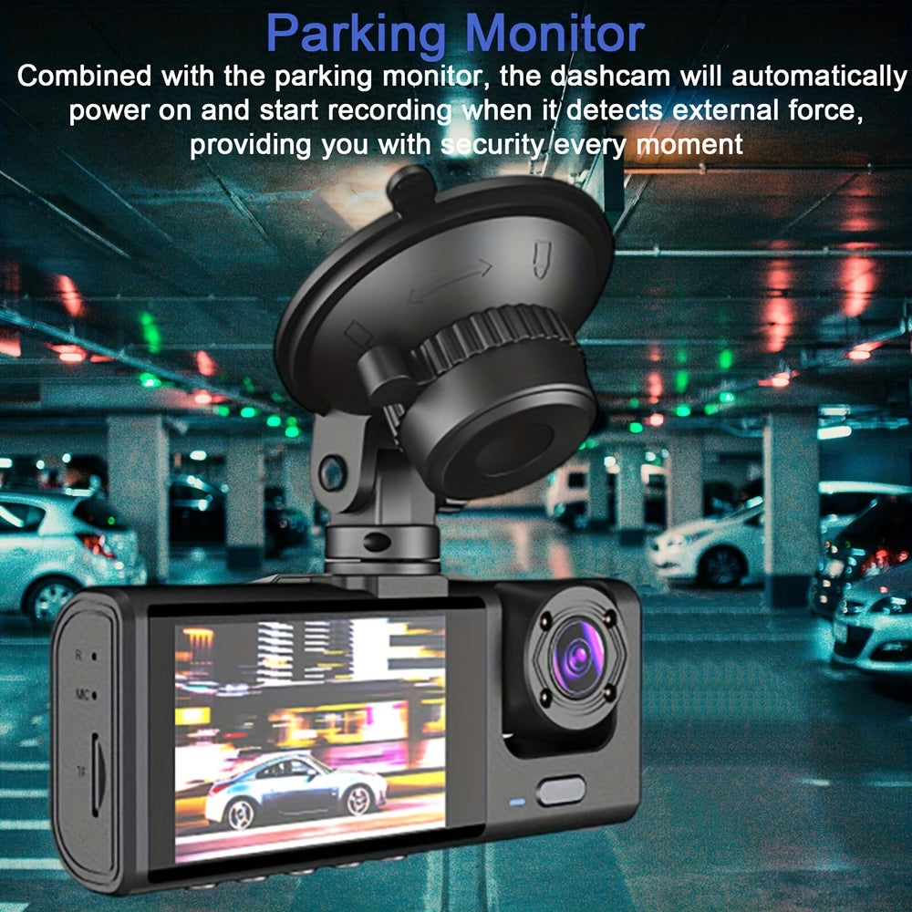 1080P Car Dash Cam 2 Camera Cycle Recording Video Recorder, Front And Inside View Camera, ParMonitor, Reverse Camera, Infrared Night Vision