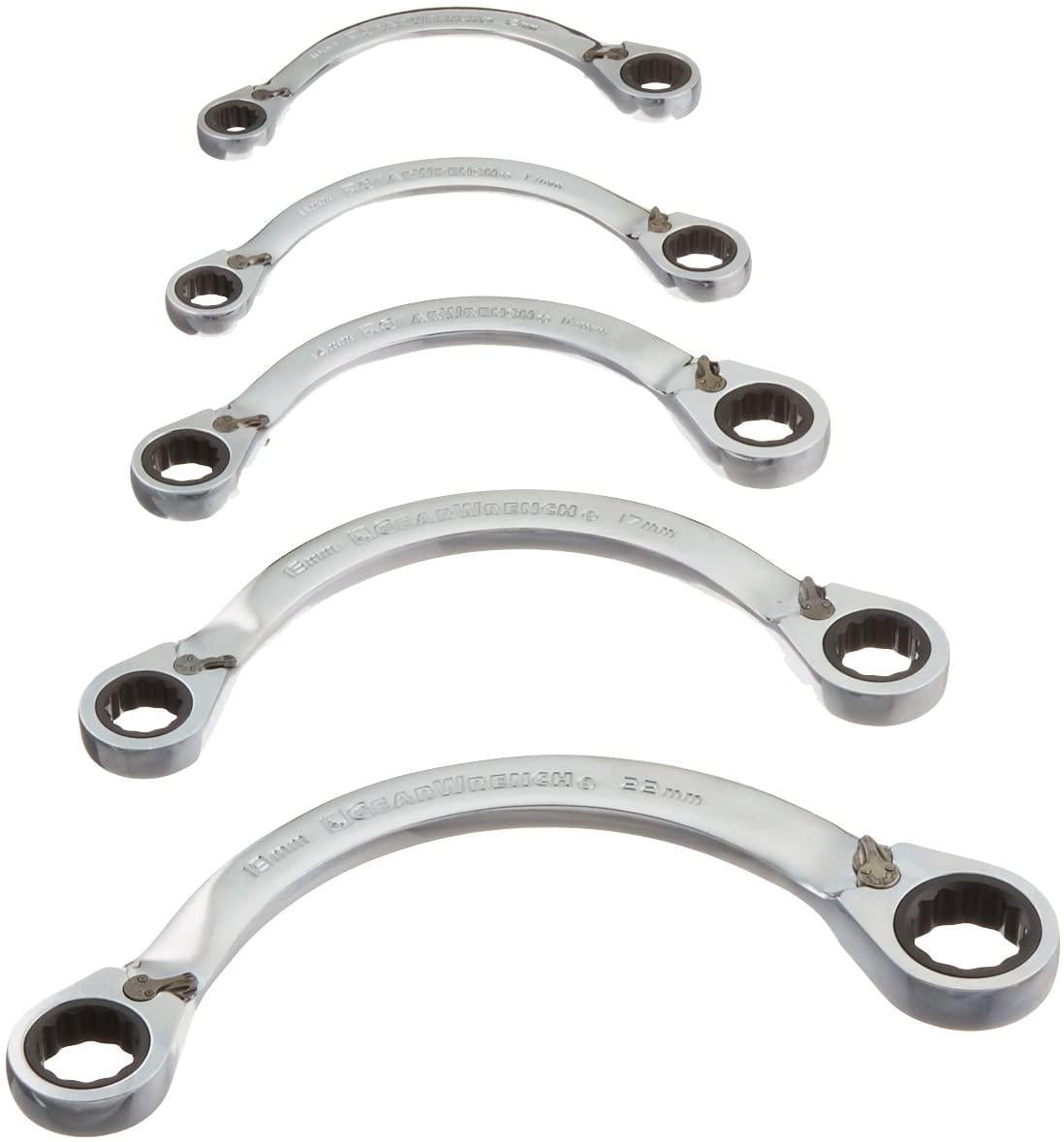GEARWRENCH 5 Pc. 12 Pt. Reversible Half Moon Double Box Ratcheting Wrench Set, Metric - 9850