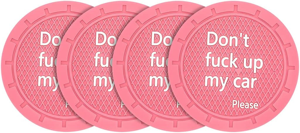 8sanlione Car Cup Coaster, 4Pcs 2.75 Inch Auto Cup Holder Insert Coasters, Non-Slip Waterproof Embedded Drink Mat, Automotive Interior Accessories for Men and Women (D Pink/4PCS)