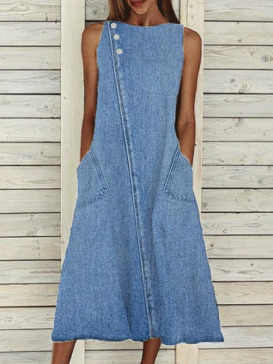 Round Neck Casual Fashion Shift Dress