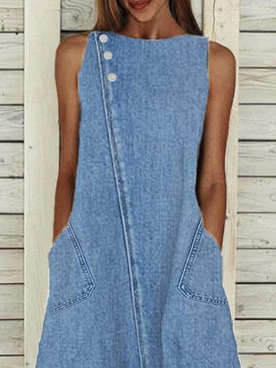 Round Neck Casual Fashion Shift Dress